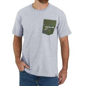 Carhartt Men's M Camo Logo Heather Gray Heavyweight Short Sleeve Work T-Shirt